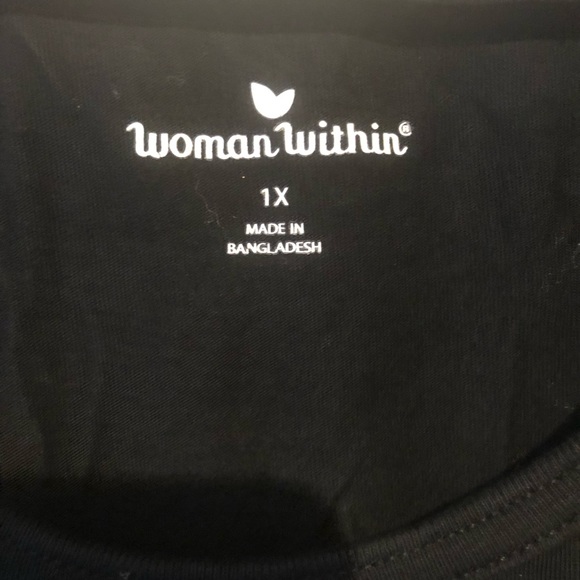 Woman within basic black t-shirt sz 1X - Picture 3 of 4